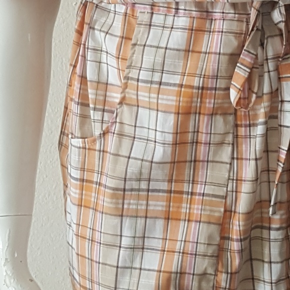 Plaid Drawstring Dress - Casual Collared Short Sleeve Button Down with Pocket - Picture 4 of 8